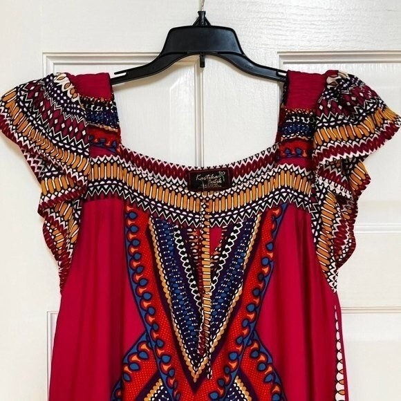 Kartika Batik Square Neck Bold Print Maxi Dress L NWT - Picture 7 of 9